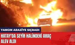 Hatay'da seyir halindeki araç alev aldı! Yangın araziye sıçradı