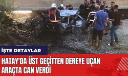 Hatay'da üst geçitten dereye uçan araçta can verdi