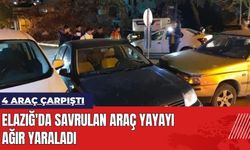 Elazığ'da 4 Araç Çarpıştı! Savrulan Araç Yayayı Ağır Yaraladı