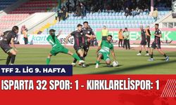 TFF 2. Lig 9. Hafta: Isparta 32 Spor: 1 - Kırklarelispor: 1