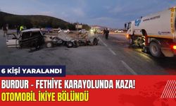 Burdur - Fethiye Karayolunda Kaza! Otomobil İkiye Bölündü: 6 Yaralı