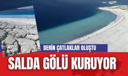 SALDA GÖLÜ KURUYOR... DERİN ÇATLAKLAR OLUŞTU