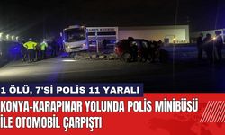 Konya-Karapınar Yolunda Polis Minibüsü ile Otomobil Çarpıştı