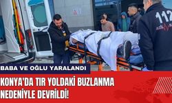 Konya'da TIR Buzlanan Yolda Devrildi! Baba ve Oğlu Yaralandı