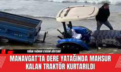 Manavgat’ta Dere Yatağında Mahsur Kalan Traktör Kurtarıldı