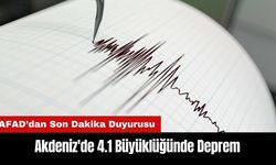 Akdeniz'de 4.1 Büyüklüğünde Deprem