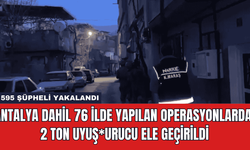 Antalya Dahil 76 İlde Yapılan Operasyonlarda 2 Ton Uyuş*urucu Ele Geçirildi