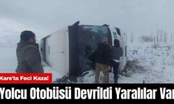 Kars'ta Feci Kaza! Yolcu Otobüsü Devrildi Yaralılar Var