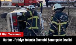 Burdur - Fethiye Yolunda Otomobil Şarampole Devrildi