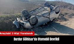 Burdur Gölhisar'da Otomobil Devrildi