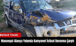 Manavgat-Alanya Yolunda Kamyonet İstinat Duvarına Çarptı