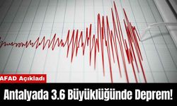 AFAD Açıkladı: Antalyada 3.6 Büyüklüğünde Deprem!