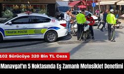 Manavgat'ın 5 Noktasında Eş Zamanlı Motosiklet Denetimi