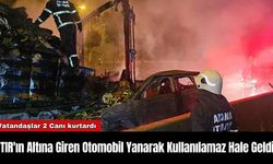 TIR'ın Altına Giren Otomobil Yanarak Kullanılamaz Hale Geldi