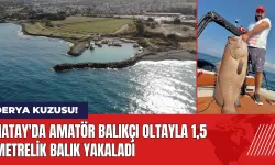 Hatay'da amatör balıkçı oltayla 1,5 metrelik balık yakaladı