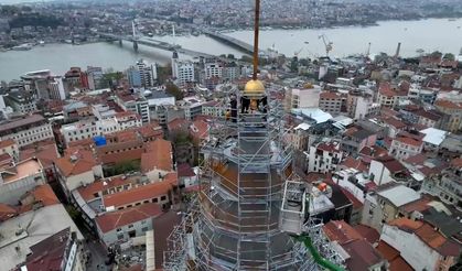 Galata Kulesi'nde operasyon! Dağcılar vinçle indirebildi