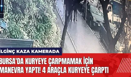 Bursa'da kuryeye çarpmamak için manevra yaptı! 4 araçla kuryeye çarptı