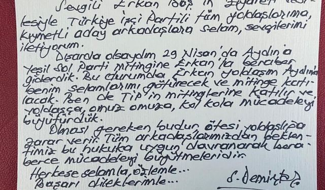 Erkan Baş, Selahattin Demirtaş’ın mektubunu paylaştı