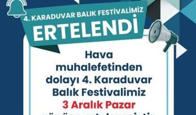 Mersin Karaduvar Balık Festivali ertelendi
