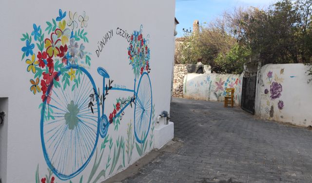 Köy duvarlarındaki rengarenk sanat