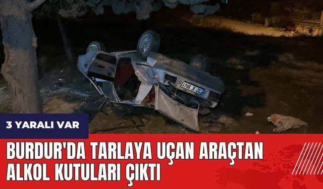 Burdur'da tarlaya uçan araçtan alkol kutuları çıktı