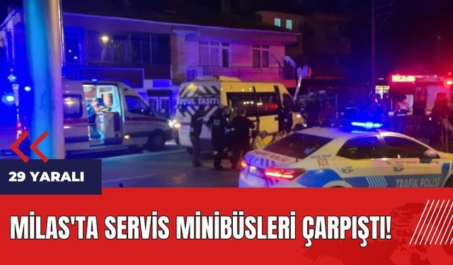 Milas'ta servis minibüsleri çarpıştı!