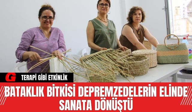 Bataklık bitkisi depremzedelerin elinde sanata dönüştü