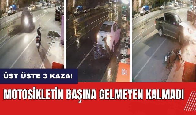 Isparta'da motosikletin başına gelmeyen kalmadı! Üst üste 3 kaza