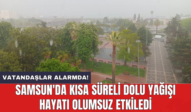 Samsun'da kısa süreli dolu yağışı hayatı olumsuz etkiledi