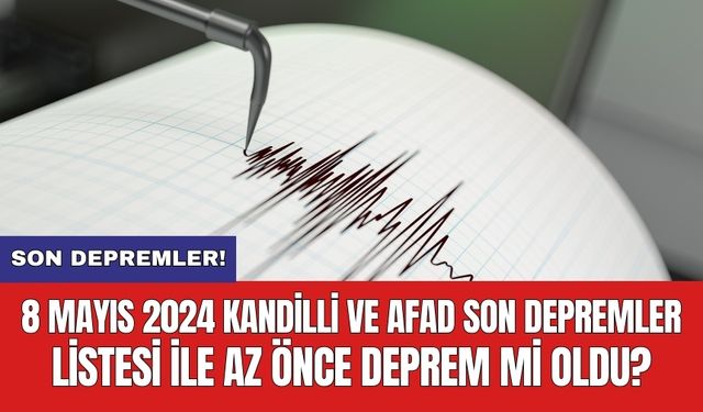 Son Depremler! 8 Mayıs 2024 Kandilli ve AFAD son depremler listesi ile az önce deprem mi oldu?