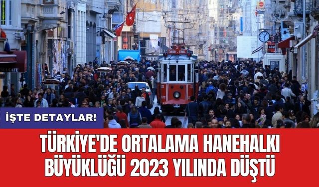 Türkiye'de ortalama hanehalkı büyüklüğü 2023 yılında düştü