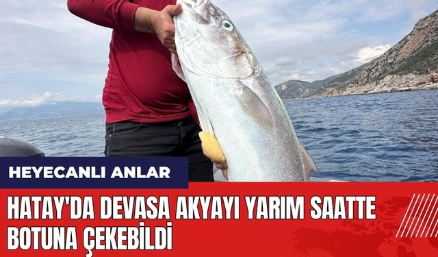 Hatay'da devasa akyayı yarım saatte botuna çekebildi