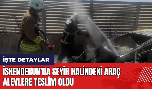 İskenderun'da seyir halindeki araç alevlere teslim oldu