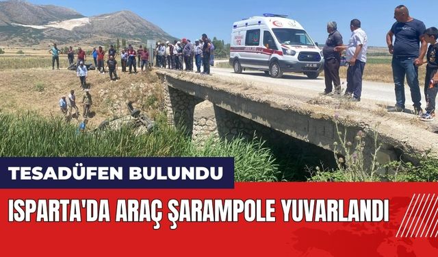 Isparta'da araç şarampole yuvarlandı