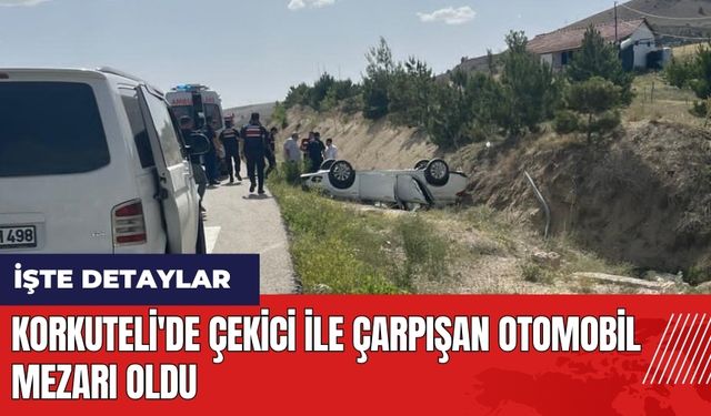 Korkuteli'de çekici ile çarpışan otomobil mezarı oldu