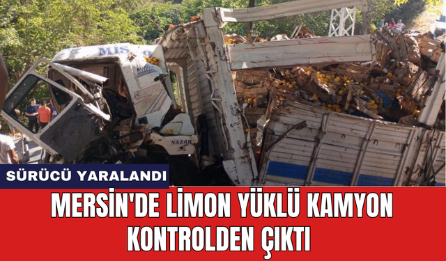 Mersin'de limon yüklü kamyon kontrolden çıktı: Sürücü yaralandı