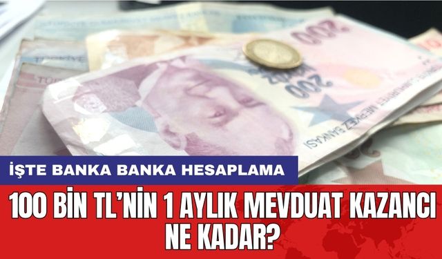 100 Bin TL’nin 1 Aylık Mevduat Kazancı Ne Kadar?