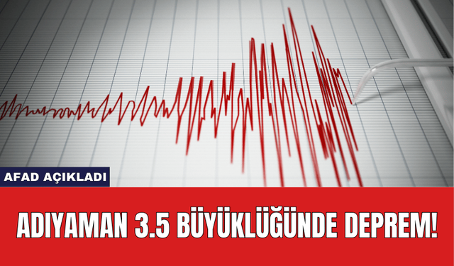 AFAD Açıkladı: Adıyaman 3.5 Büyüklüğünde Deprem!