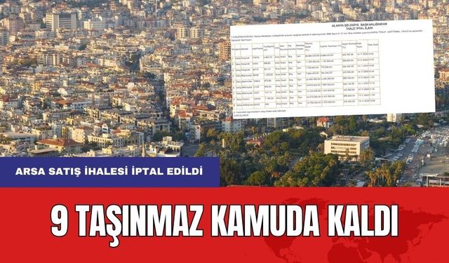 9 Taşınmaz kamuda Kaldı! Alanya Belediyesi Taşınmaz Satışlarını İptal Etti