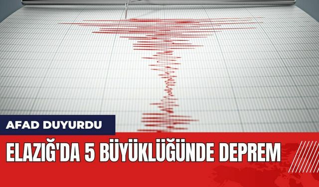 Elazığ'da 5 Büyüklüğünde Deprem