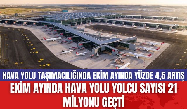 Ekim Ayında Hava Yolu Yolcu Sayısı 21 Milyonu Geçti