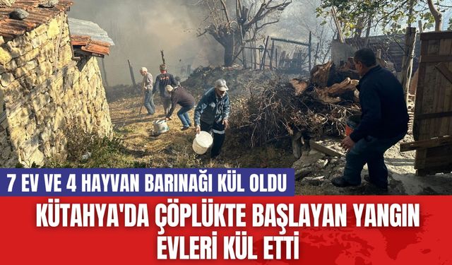 Kütahya'da Çöplükte Başlayan Yangın Evleri Kül Etti