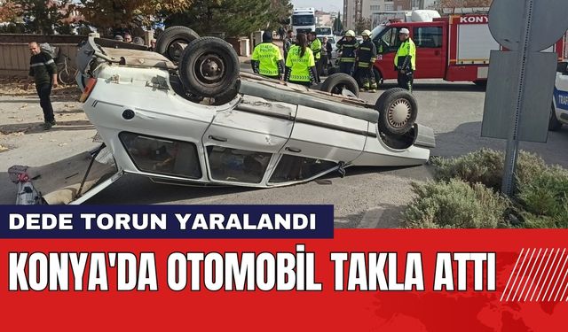 Konya'da Otomobil Takla Attı: Dede Torun Yaralandı