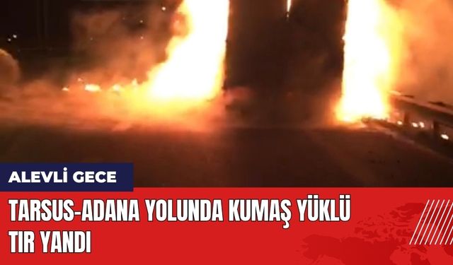 Tarsus-Adana Yolunda Kumaş Yüklü Tır Yandı