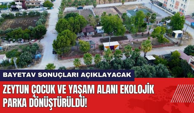 Zeytun Çocuk ve Yaşam Alanı Ekolojik Parka Dönüştürüldü! BAYETAV Sonuçları Açıklayacak