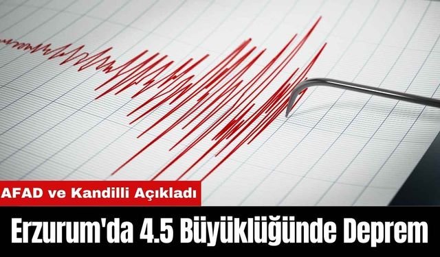 Erzurum'da 4.5 Büyüklüğünde Deprem