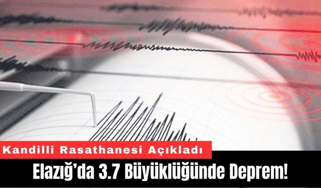 Elazığ’da 3.7 Büyüklüğünde Deprem!