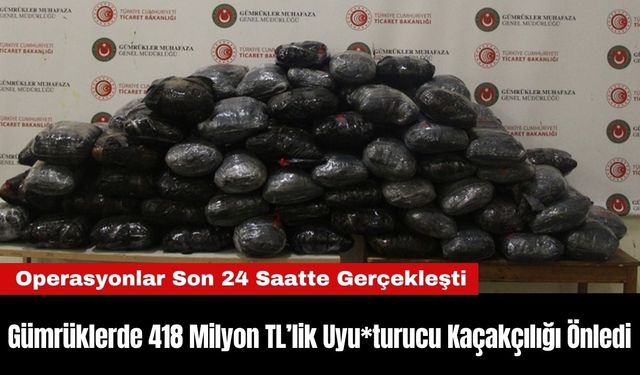 Gümrüklerde 418 Milyon TL’lik Uyu*turucu Kaçakçılığı Önledi