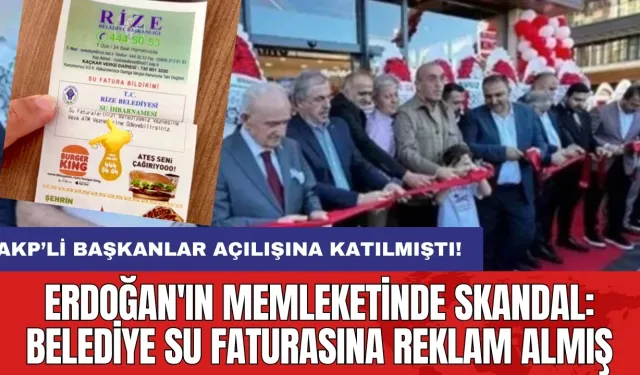 Erdoğan'ın memleketinde skandal: Belediye su faturasına reklam almış