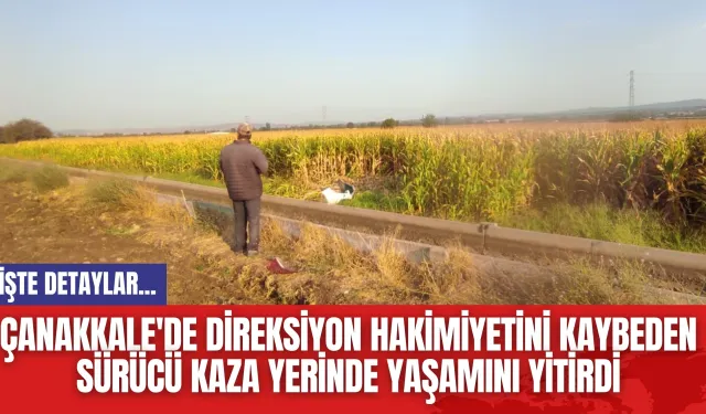 Çanakkale'de Direksiyon hakimiyetini kaybeden sürücü kaza yerinde yaşamını yitirdi